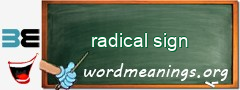 WordMeaning blackboard for radical sign